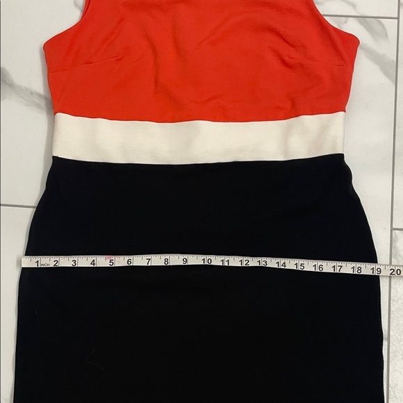 Vince Camino Colorblock Sleeveless Dress - Orange/Black/Cream Crew Neck Size 10 - Picture 10 of 11